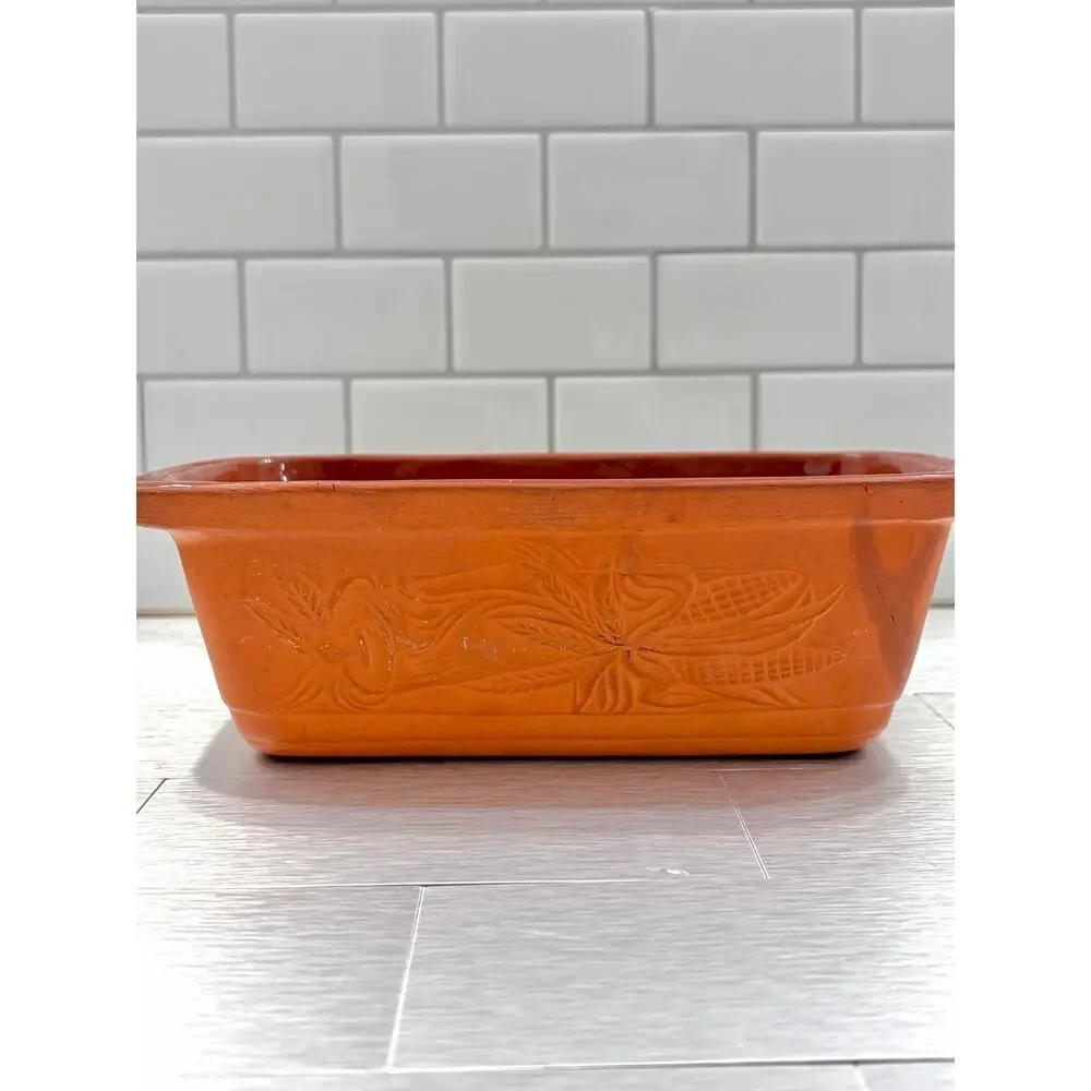 Vintage Gourmet Topf 1980 Made In USA Bread Loaf Clay Baking Dish Glazed